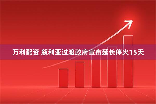万利配资 叙利亚过渡政府宣布延长停火15天