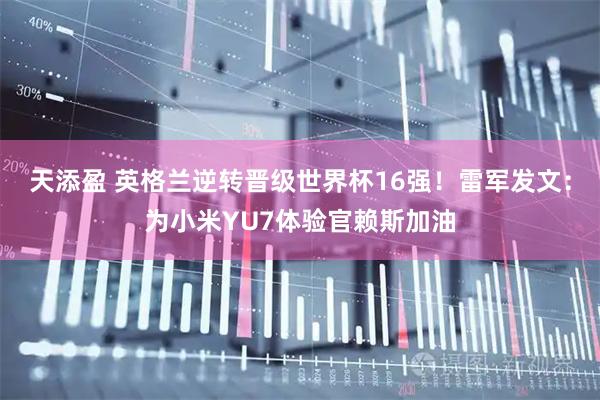 天添盈 英格兰逆转晋级世界杯16强!雷军发文:为小米YU7体验官赖斯加油